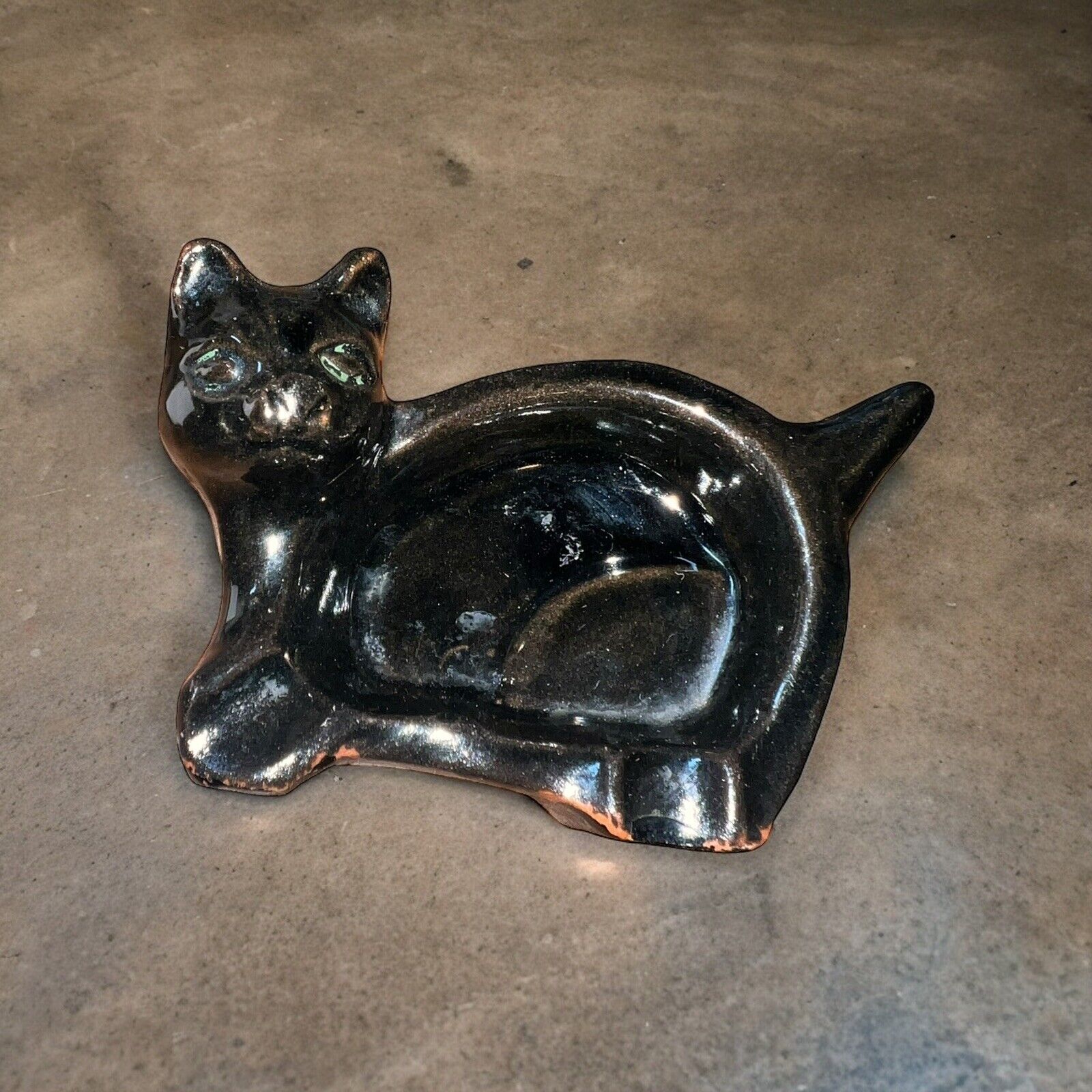 Small  Vintage Black Cat Trinket Dish/ Ashtray  Unmarked