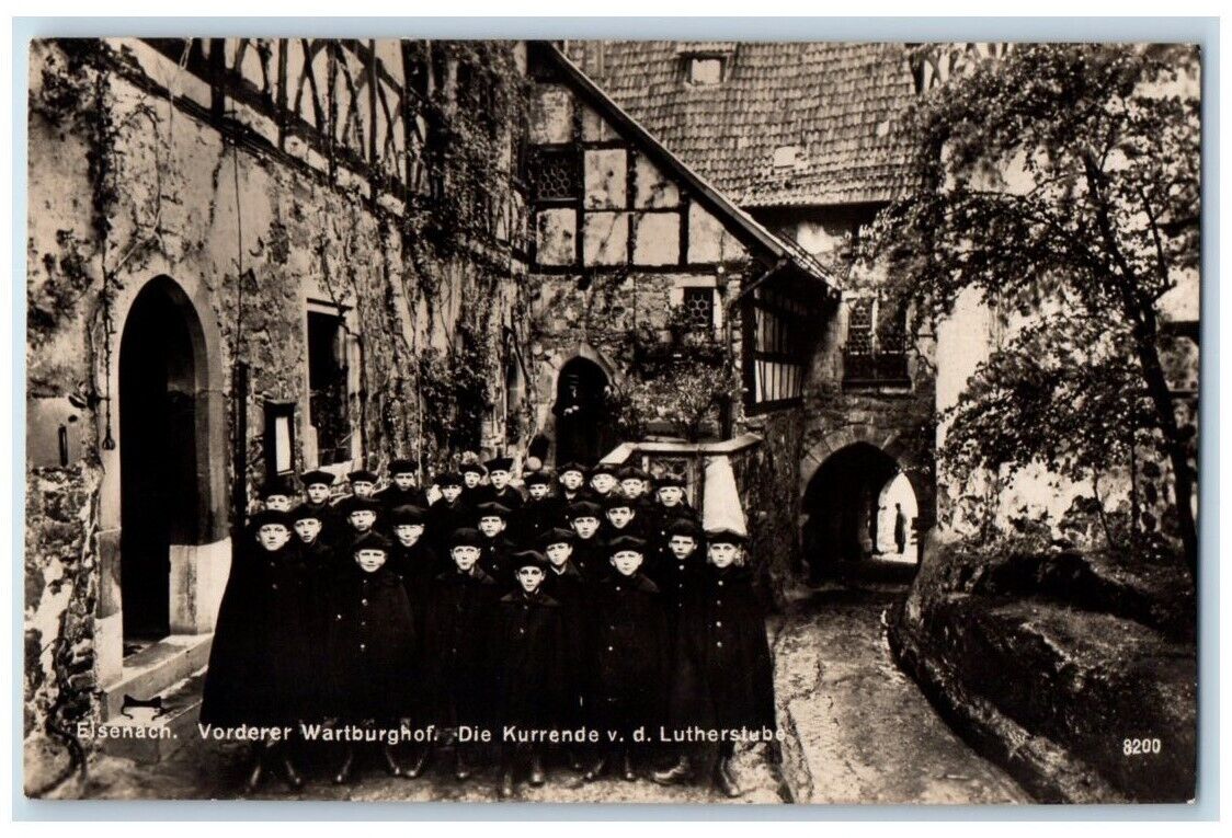 c1930\'s Boy Carolers Wartburg Luther\'s Room View Eisenach Germany RPPC Postcard