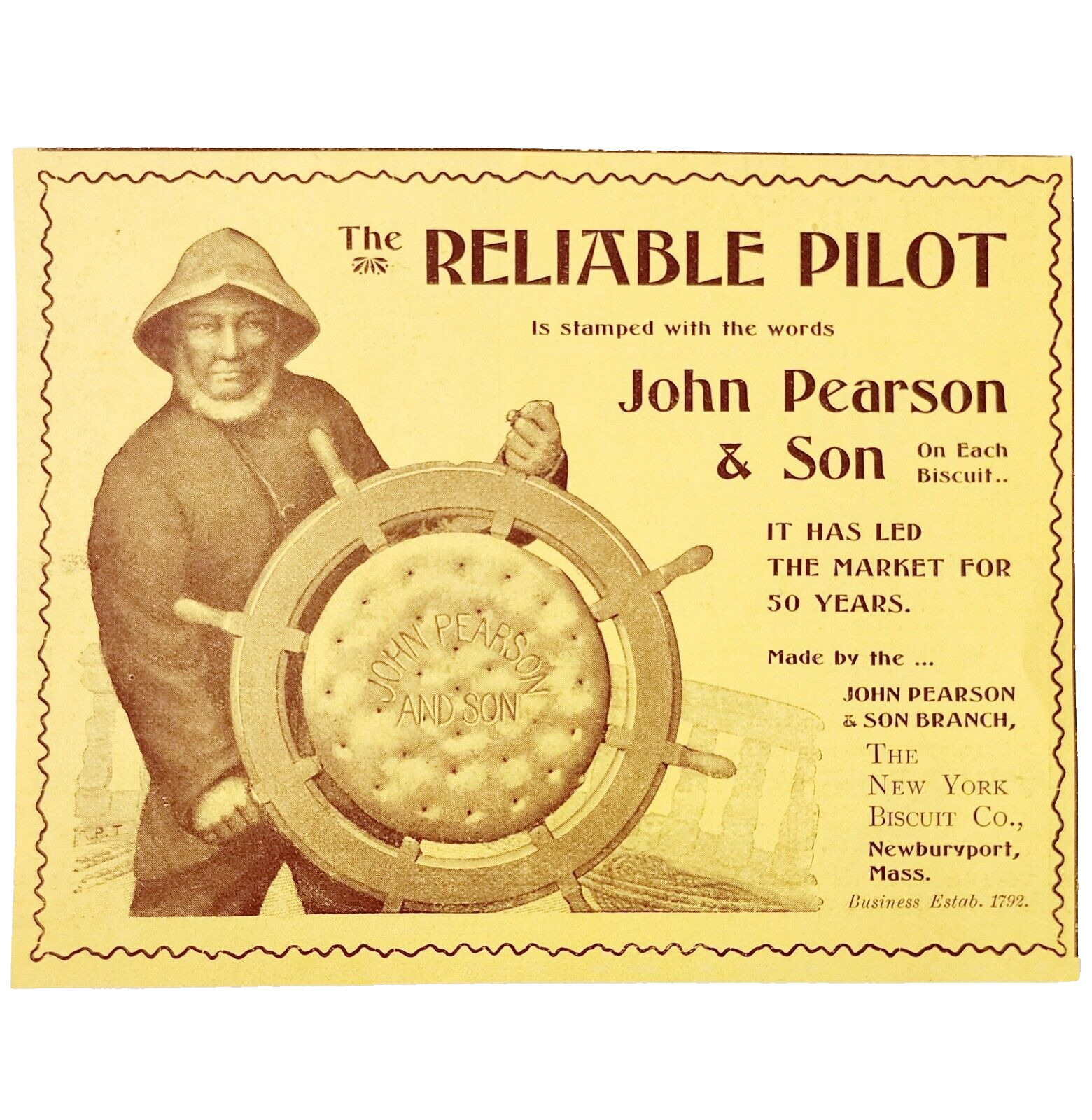 John Pearson Pilot Bread Captain 1897 Advertisement Victorian Nautical ADBN1qqq