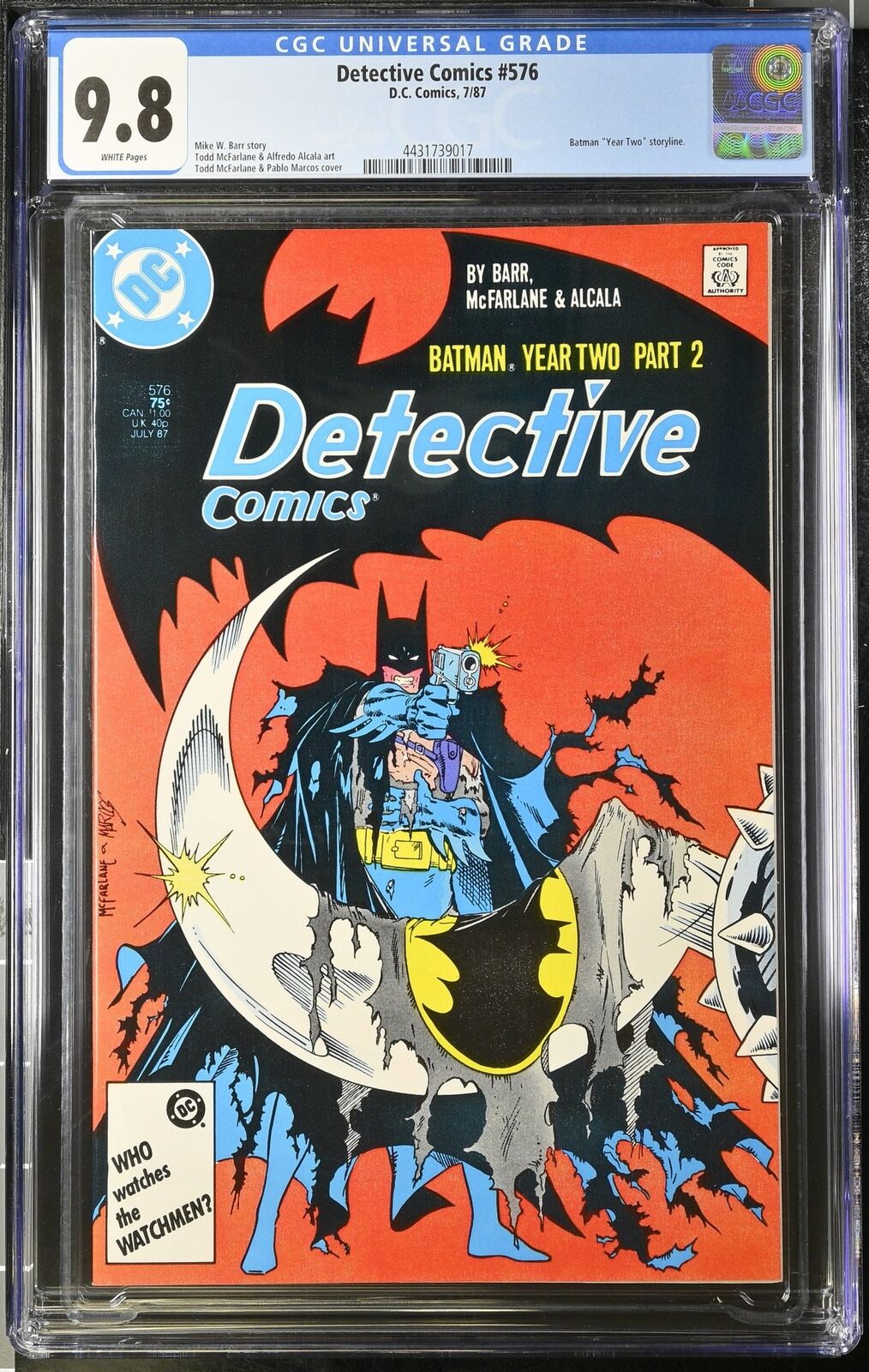 Detective Comics #576 CGC NM/M 9.8 White Pages Year Two Part 2 McFarlane