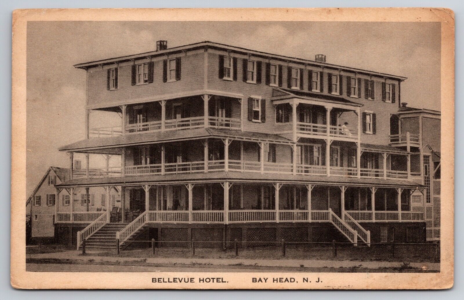 Bellevue Hotel Bay Head New Jersey NJ 1921 Postcard