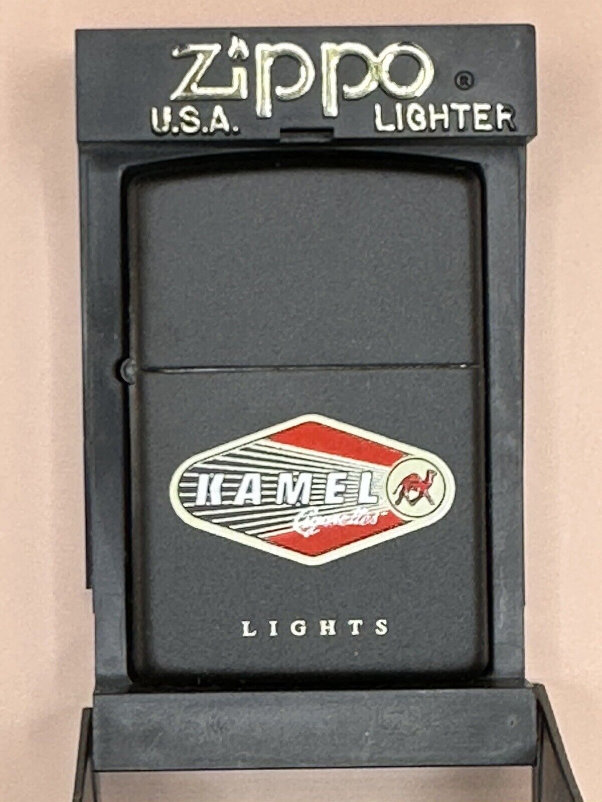 Vintage 1998 Limited Edition Kamel Lights Black Matte Zippo Lighter New Camel