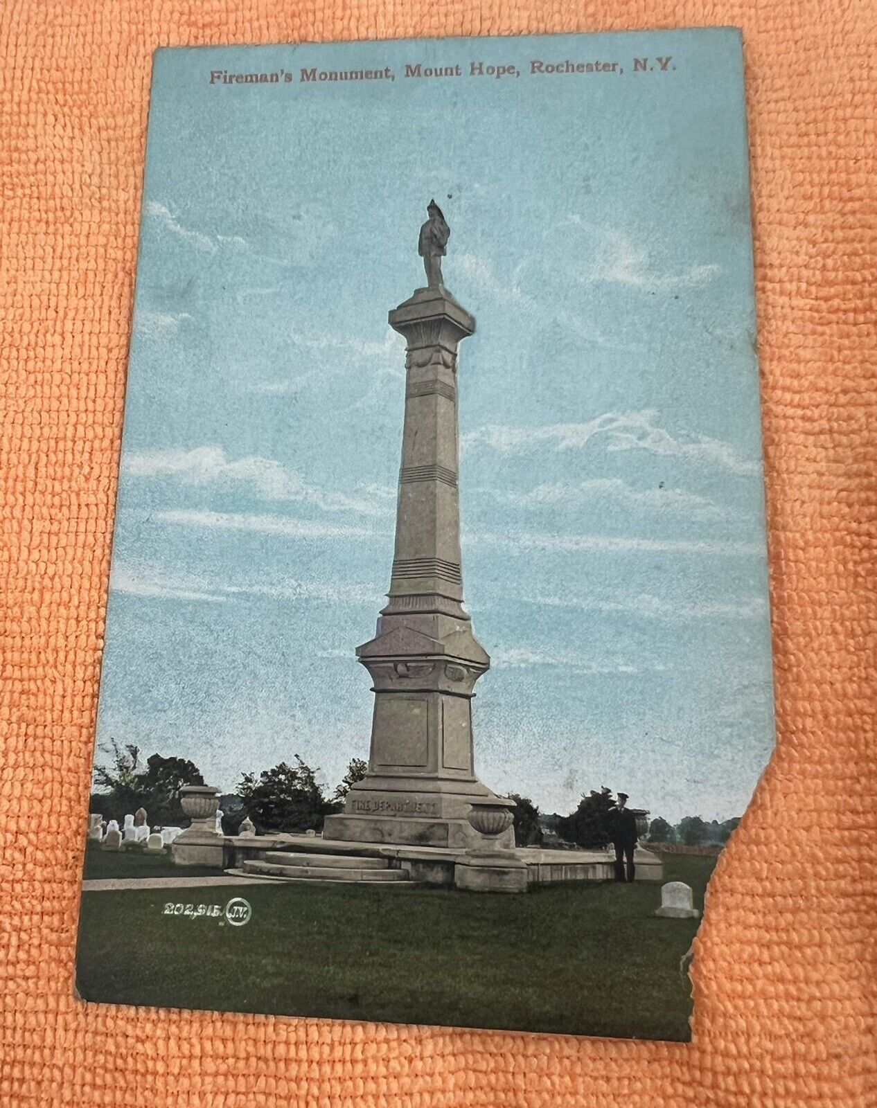 Postcard - Fireman’s Monument Mount Hope Cemetery Rochester NY Posted 1908