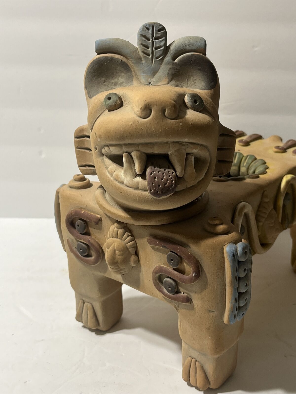 Aztec Mayan Colima Dog Clay Figurine/ Planter ARTE MEXICO DE CASA FLORES W/ Tag