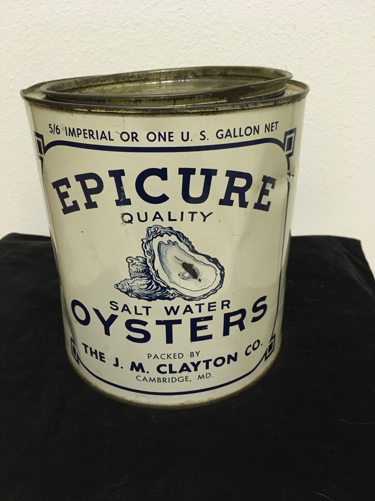 Vintage Epicure Oyster  Tin - JM Clayton Co.  Cambridge, MD