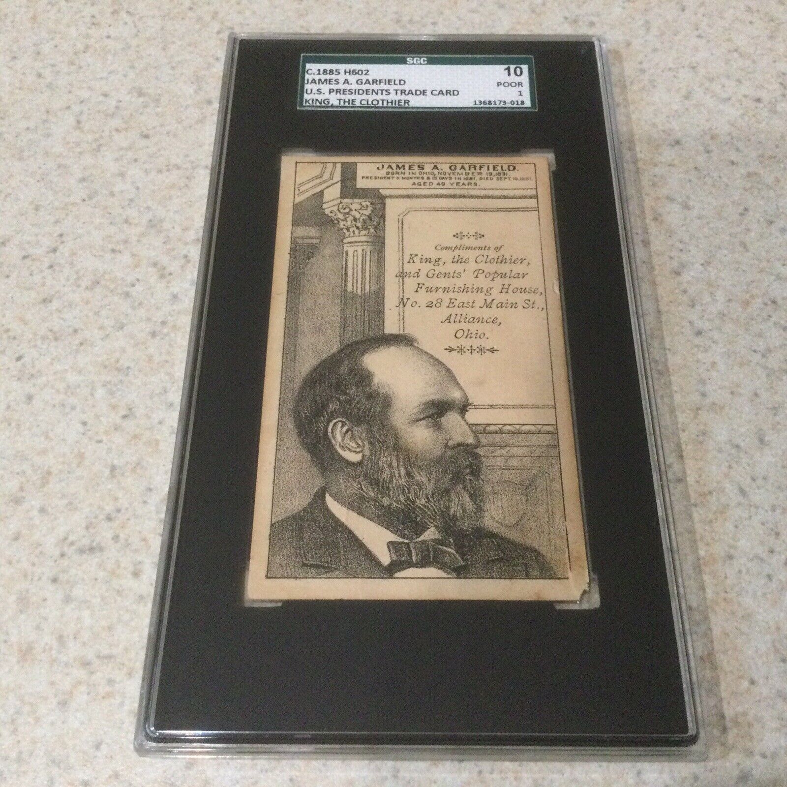 c.1885 H602 U.S. Presidents Trade Card - James A. Garfield SGC Poor 1