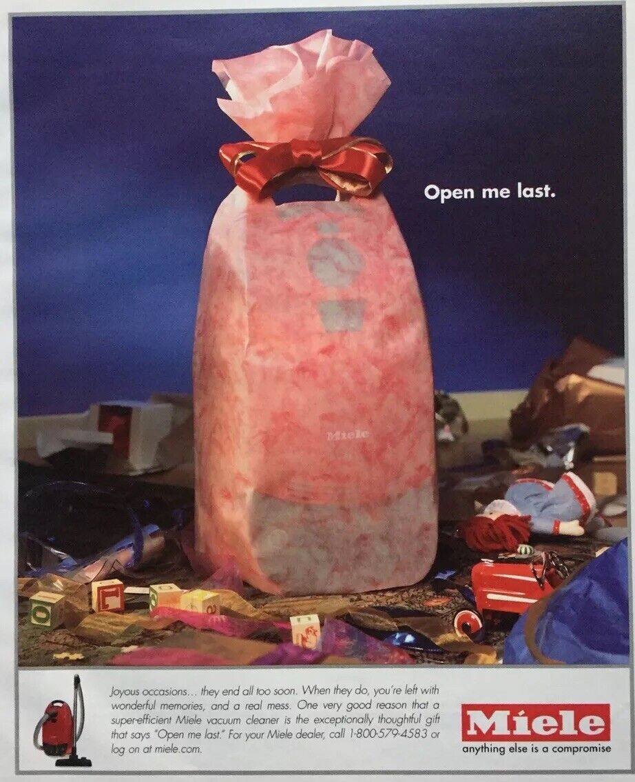 PRINT AD Miele Vacuum Christmas Gift Funny Ad Vintage 2001 ORIGINAL