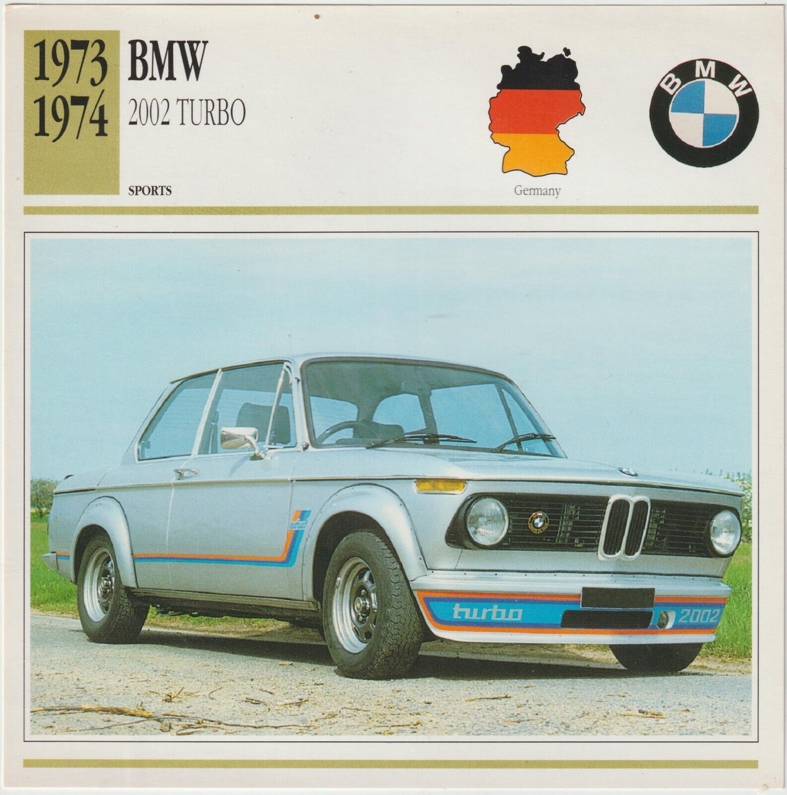 1973 BMW 2002 TURBO - Cars of the World Collector Card