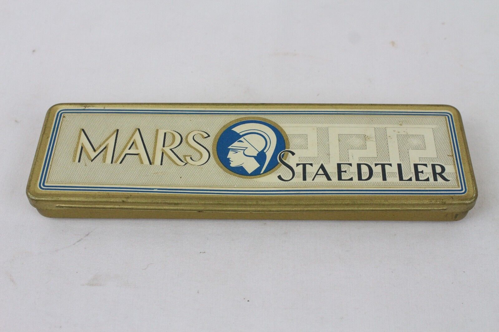 Vintage JS Staedtler MARS Metal Flat Top Tin Litho Box Pencils Germany Old