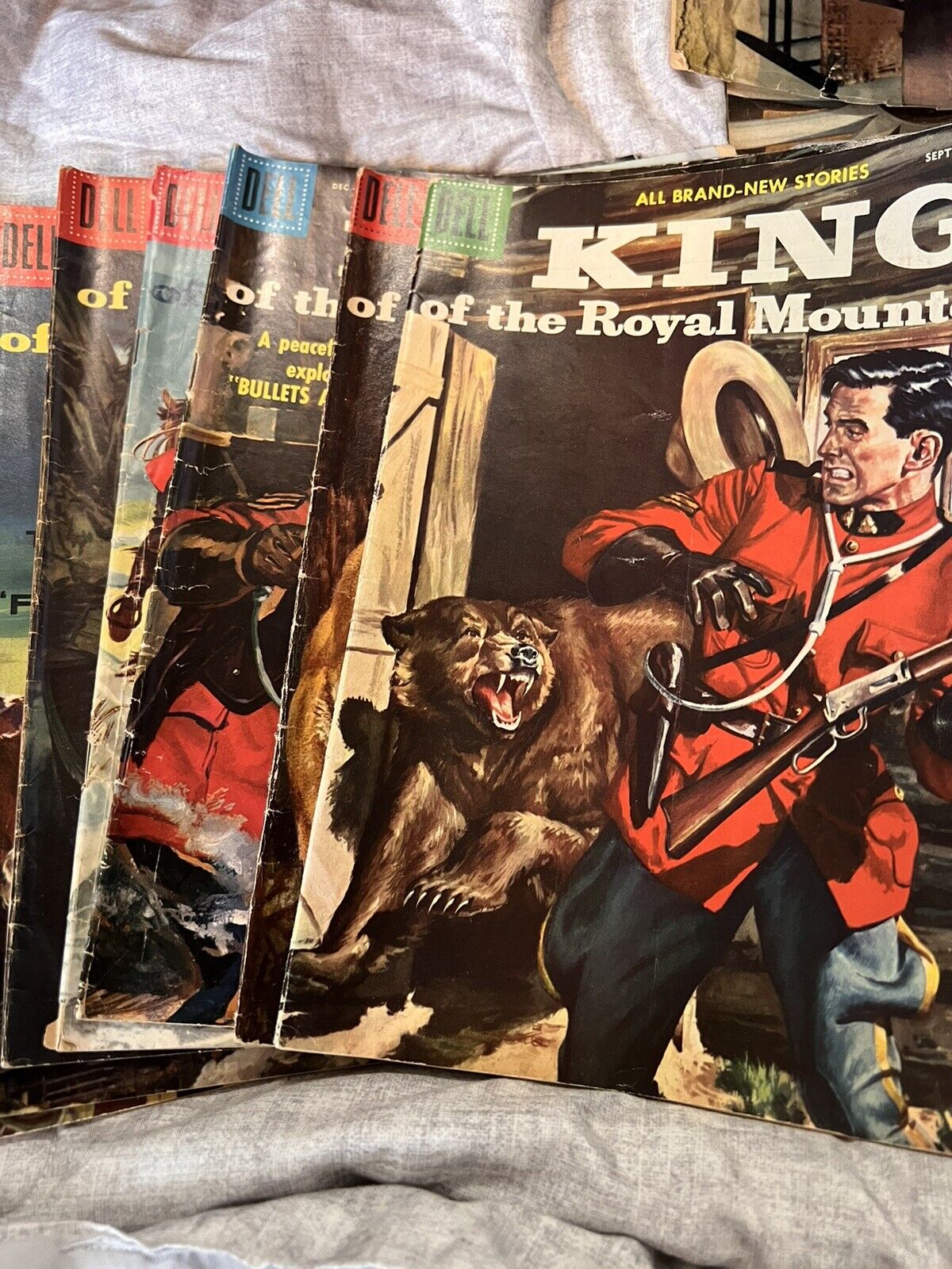 VINTAGE DELL COMICS GOLDEN AGE LOT OF SIX ZANE GREY\'S KING OF THE ROYAL MOUNTED