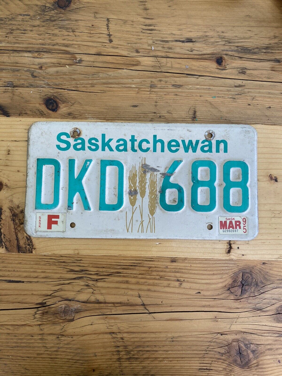 Vintage & Rare Saskatchewan 1995 Canadian Car License Plate DKD 688