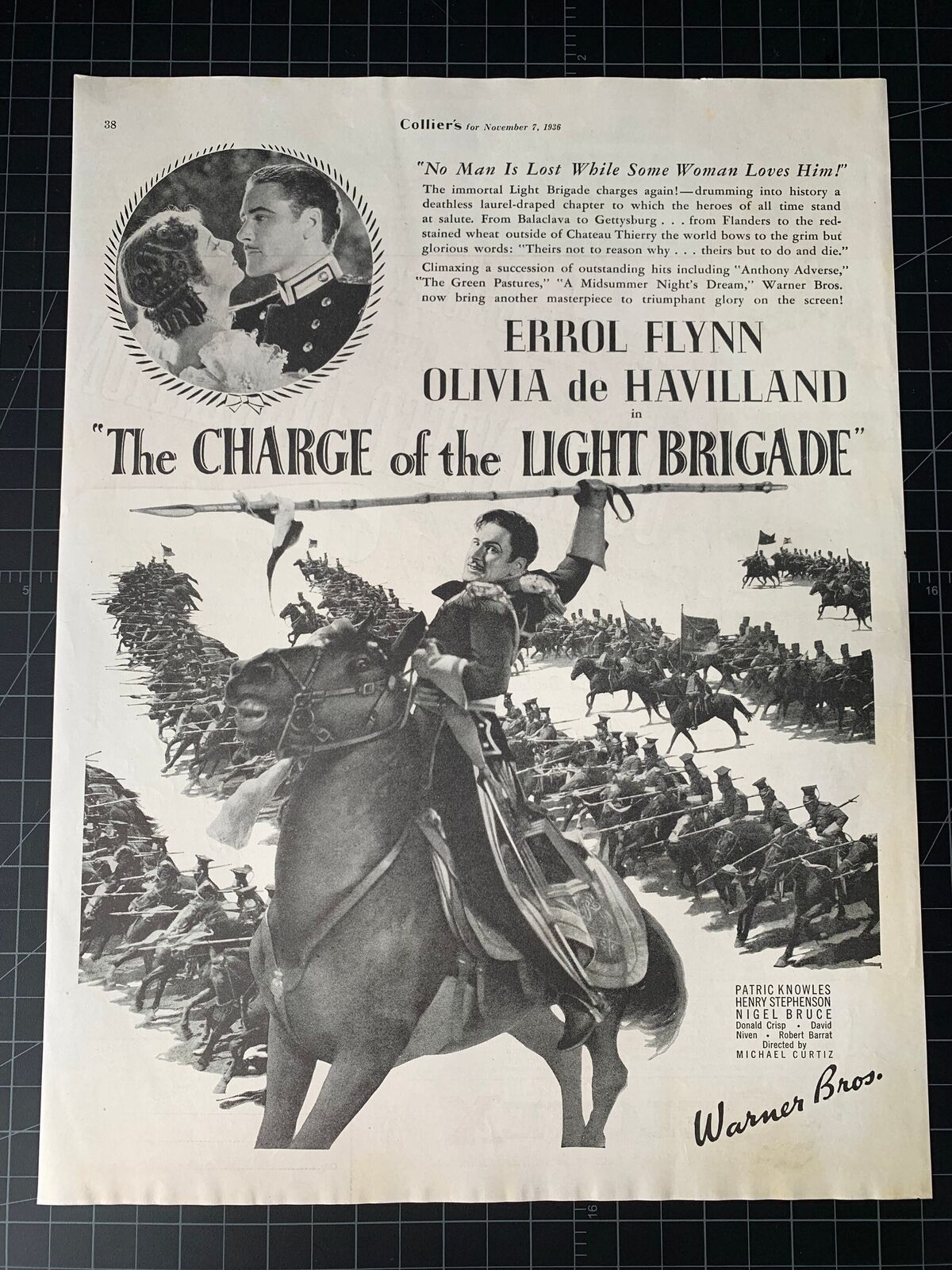Vintage 1936 “The Charge of the Light Brigade” Film Print Ad - Errol Flynn -