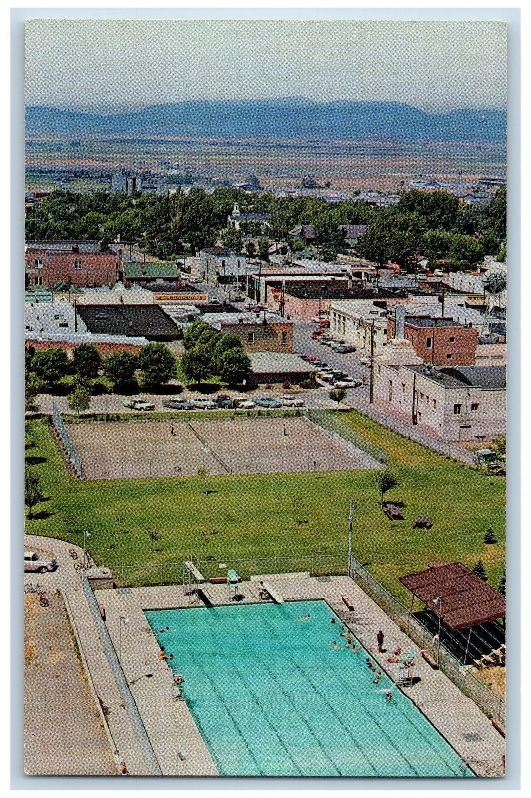 Lakeview Oregon OR Postcard Bird's Eye View Of	Residences c1960's Swimming Pool