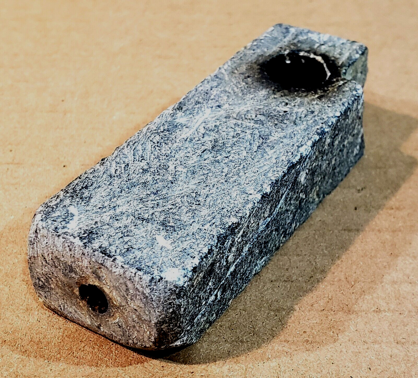 Vintage Old Smoking Pipe Carved From A Block Of Granite. Old Tobacco Pipe. 