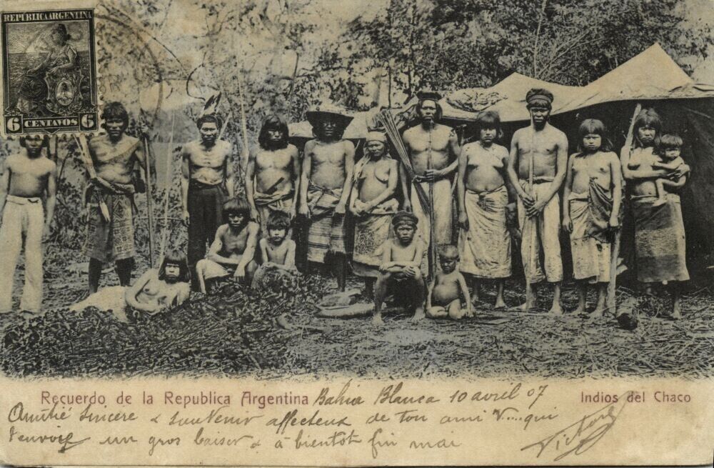 argentina, CHACO, Indios Chamacoco, Group of Nude Indians (1907) Postcard