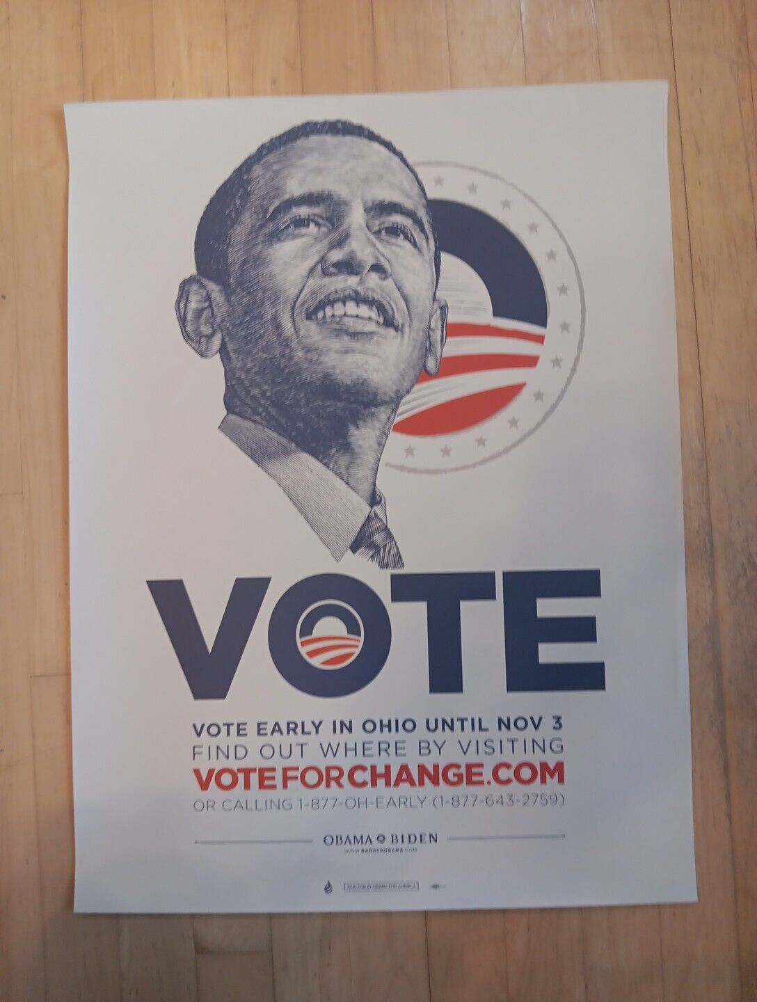 Barack Obama VOTE Early Vote In OHIO. Campaign Poster 2008 18x24 inches