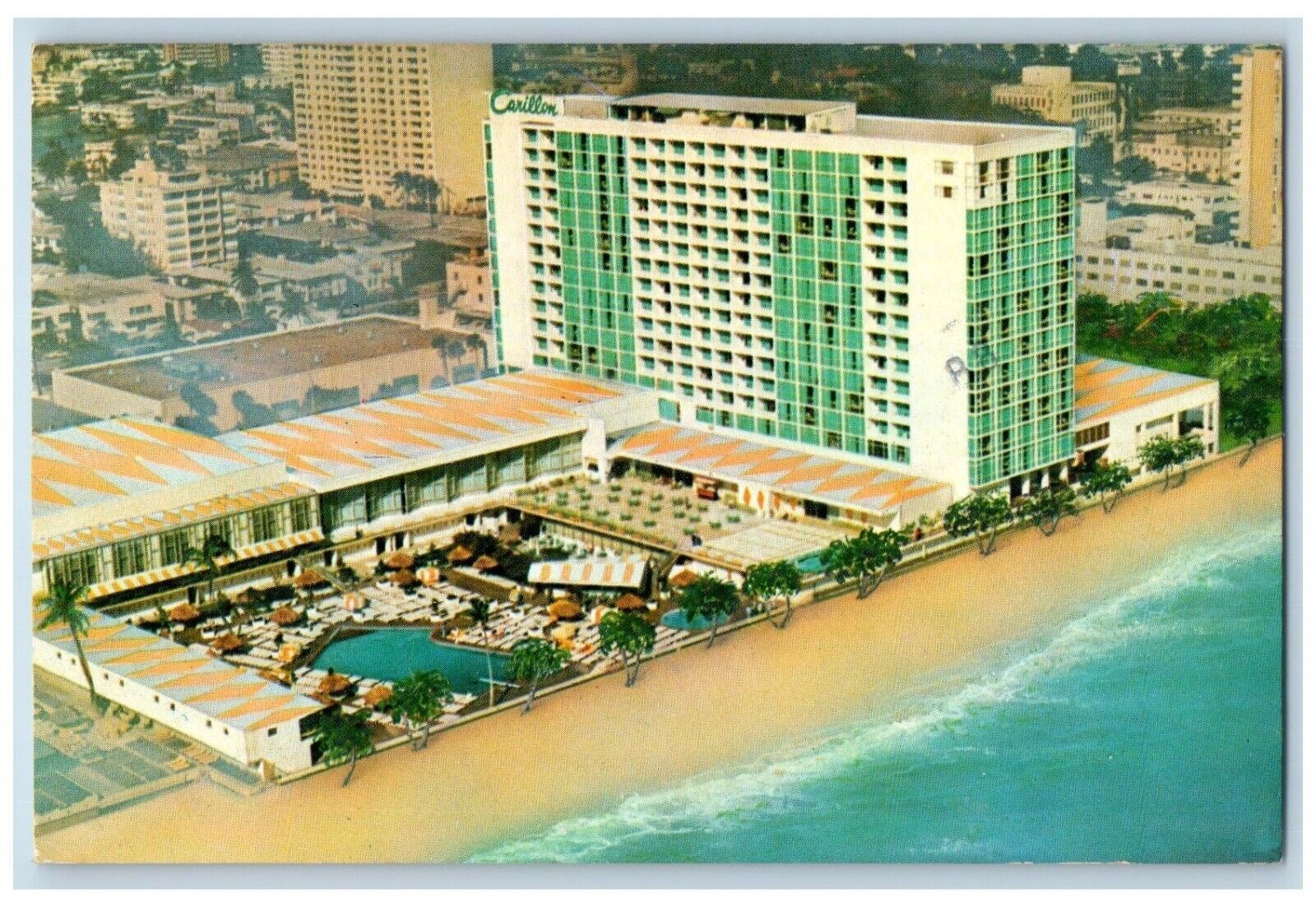1978 Carillon Hotel Miami Beach Oceanfront Streets Resort Hotel Florida Postcard