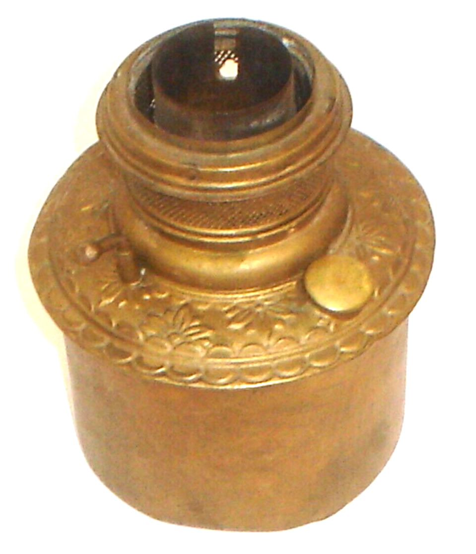 Antique Victorian Ornate Brass Drop-In Oil Lamp Font (No Leaks)
