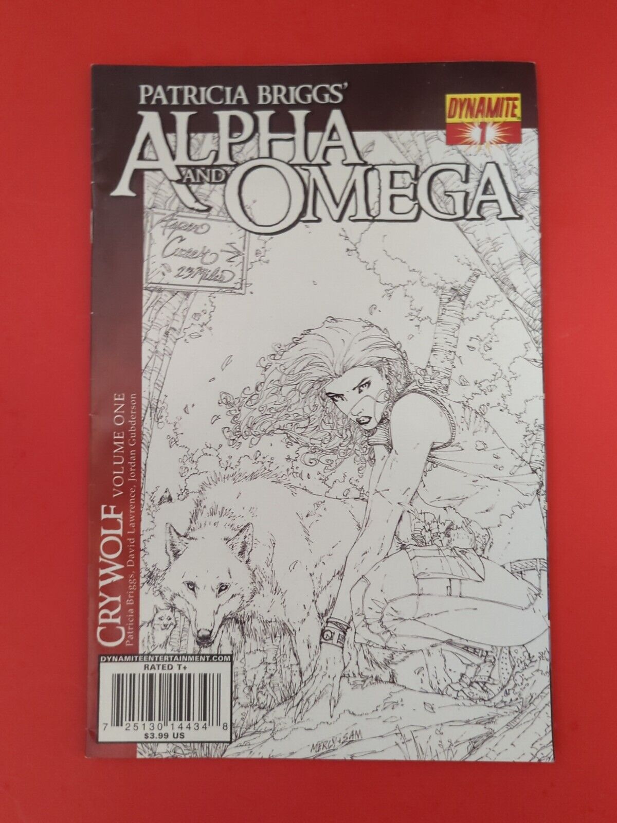 Patricia Briggs ALPHA & OMEGA 1 CRY WOLF🔥 B&W 1:10🔥Dynamite Comics HTF (B4)