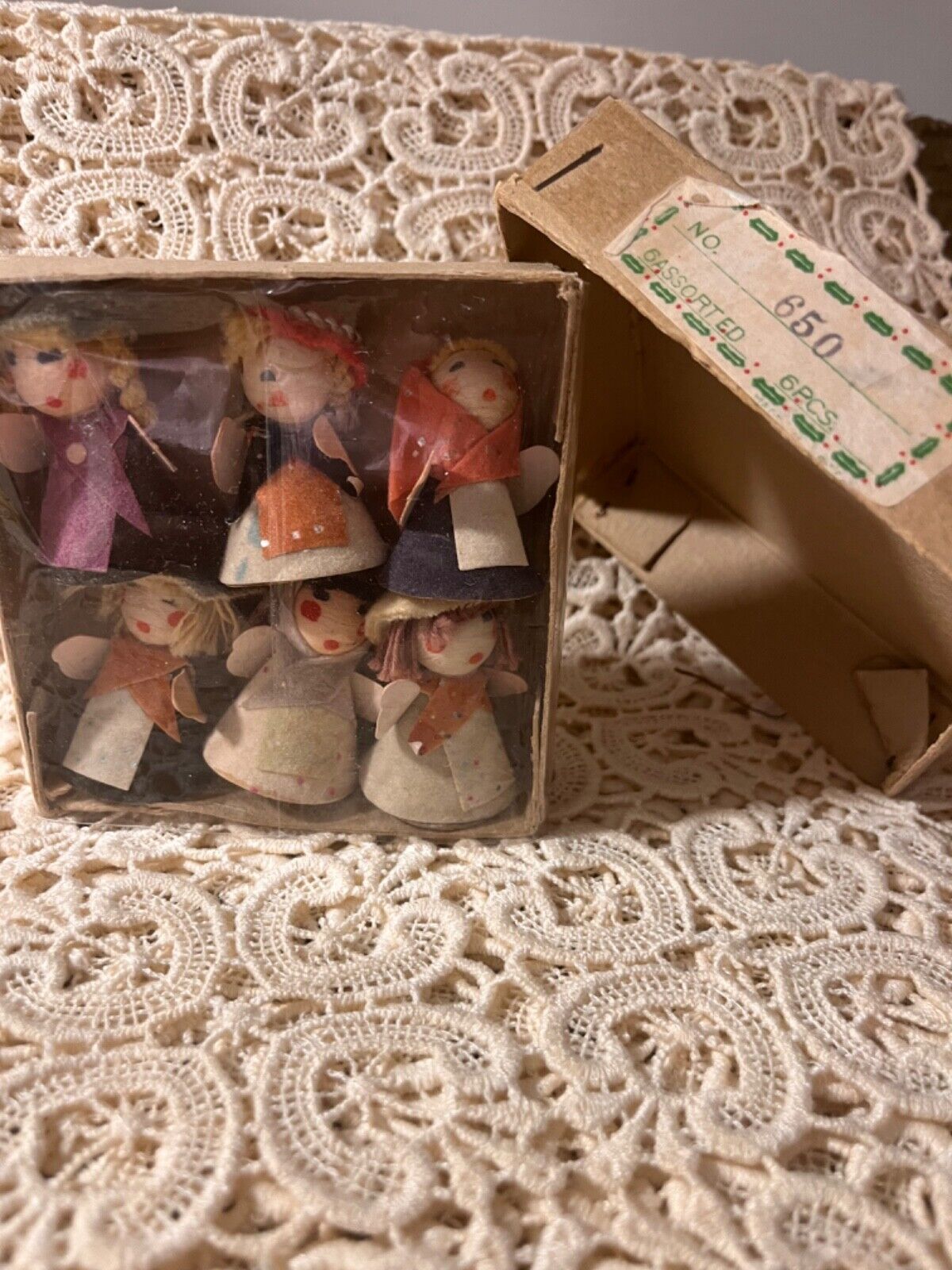NOS Lot 6 Vintage Chenille Spun Cotton Figurines Japan