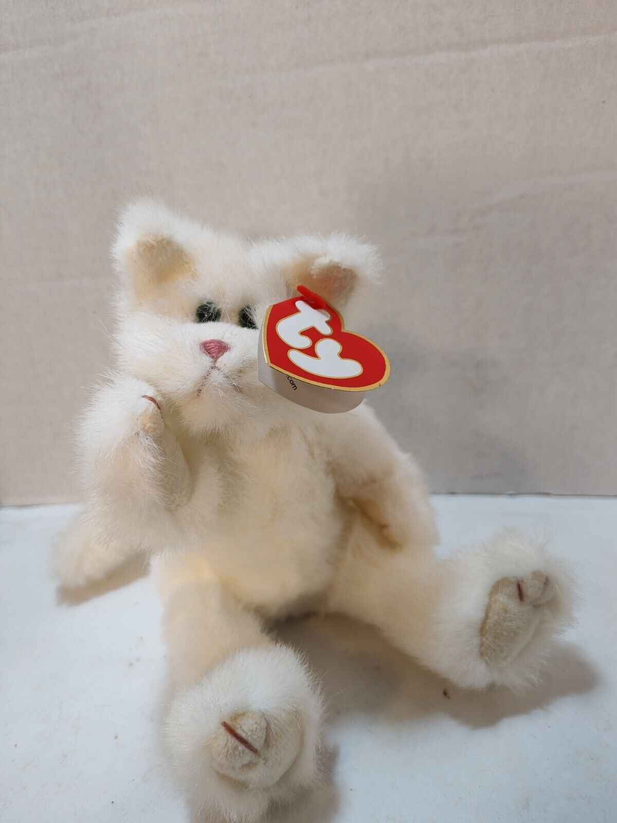 Ty Brand White Cat Plush Stuffed Animal Jointed Katrina 1993 Vintage Toy