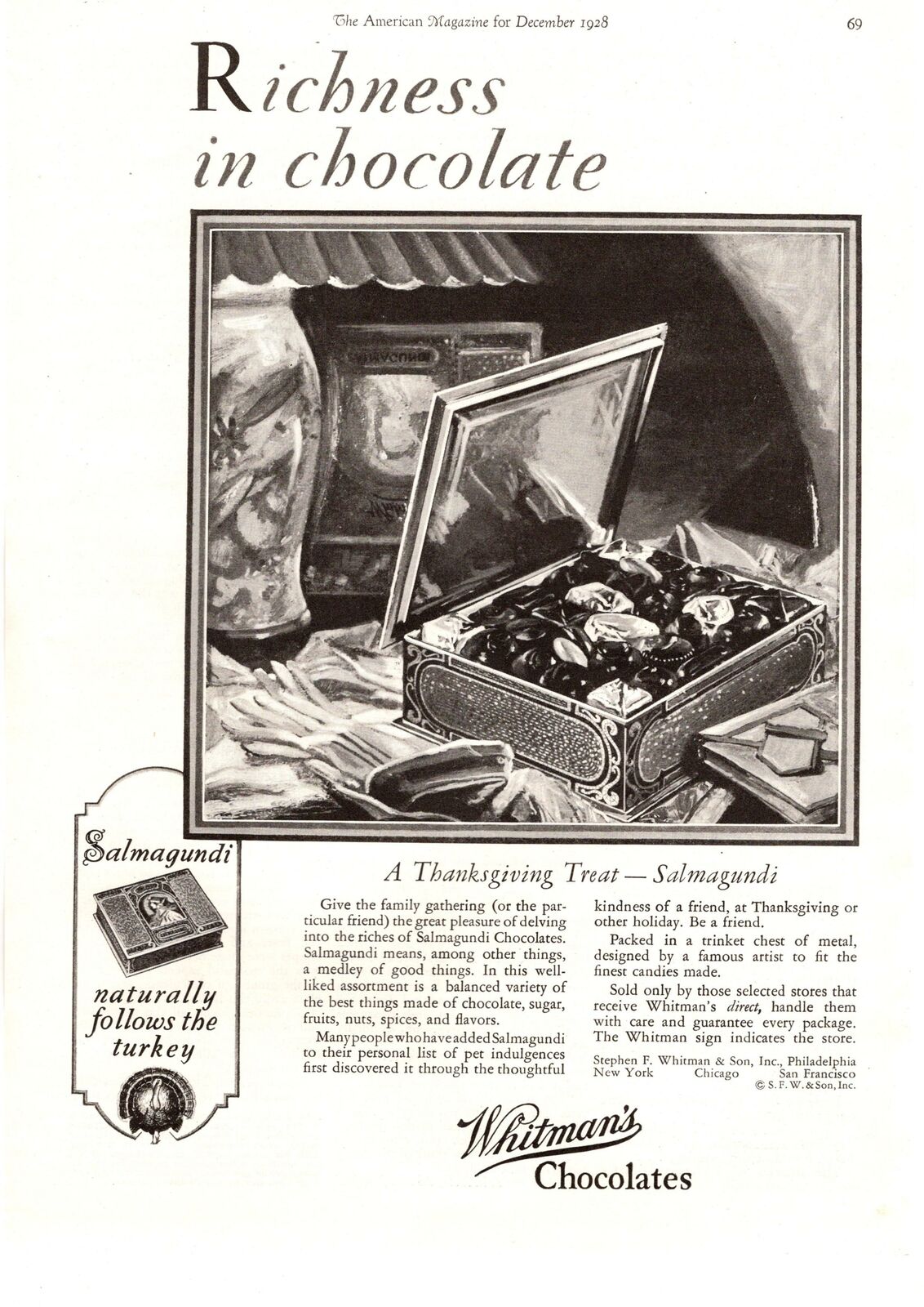 1928 Whitman\'s Chocolates Salmagundi Tin \