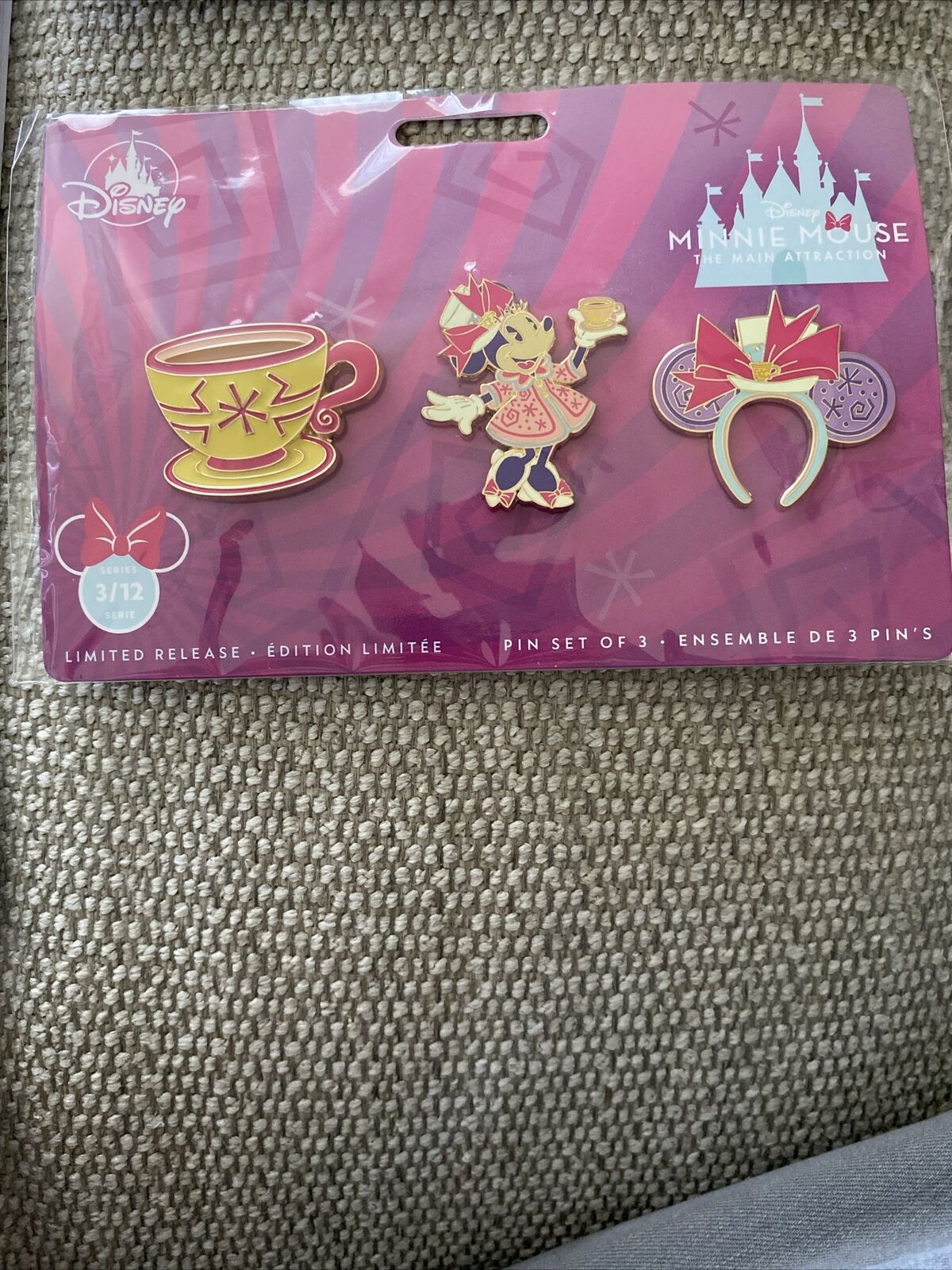 Disney Store Minnie Main Attraction Mad Hatters Tea Party March Pin Set Of 3 NWT