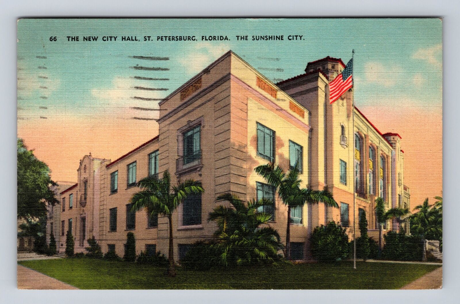 St Petersburg FL-Florida, The New City Hall, Antique, Vintage c1942 Postcard