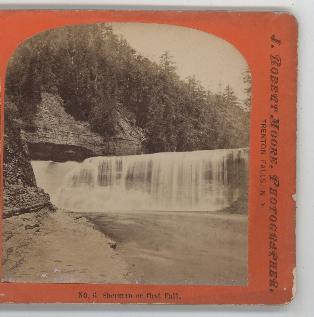 Sherman or First Fall Trenton Falls NY Moore Stereoview c1870