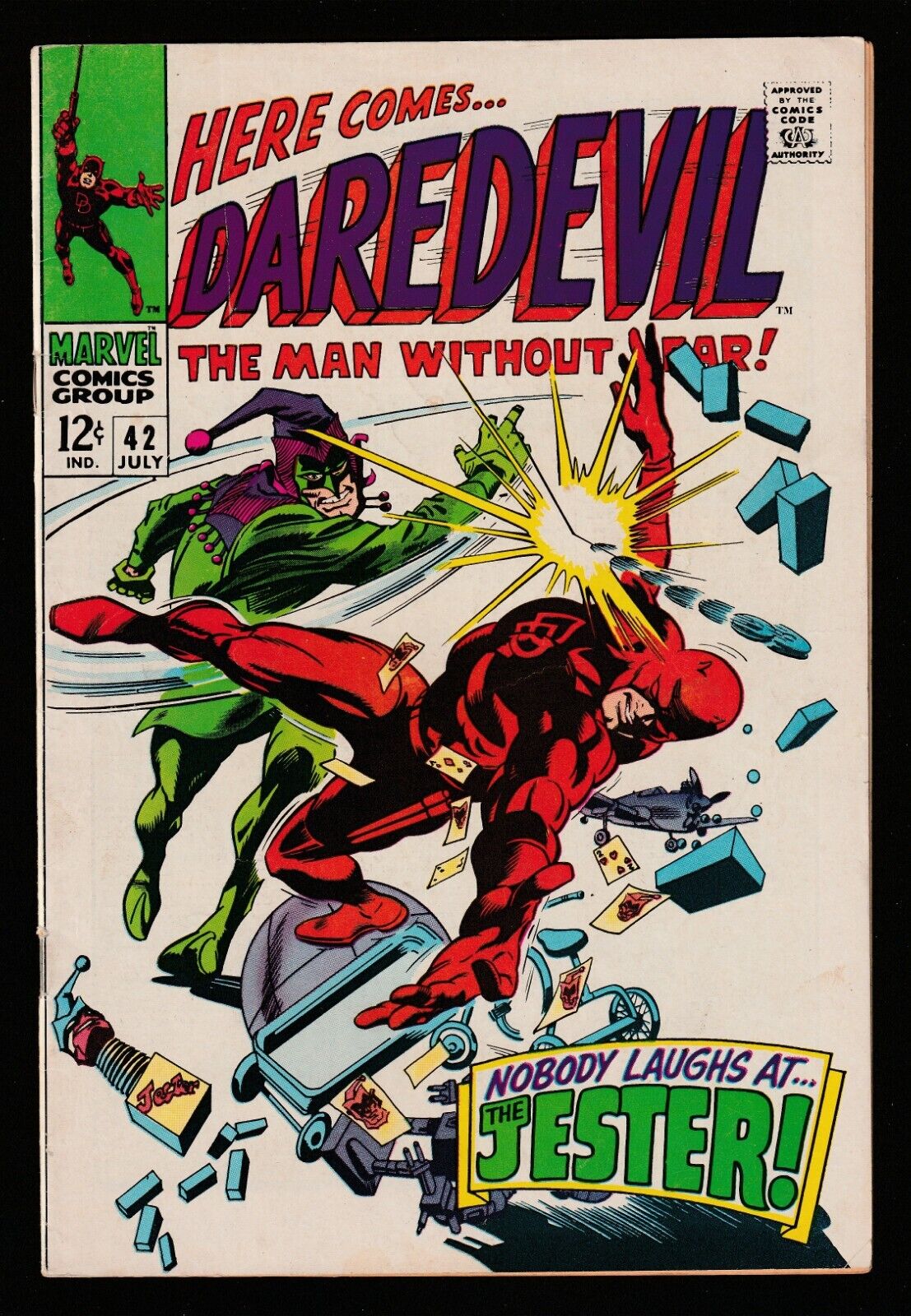 Marvel DAREDEVIL No. 42 (1968) 1st Appearance of The Jester  FN-
