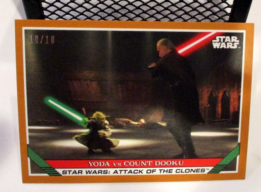 STAR WARS Throwback Thursday Bronze Yoda vs Count DOOKU #82 Card 10/10 TOPPS TBT