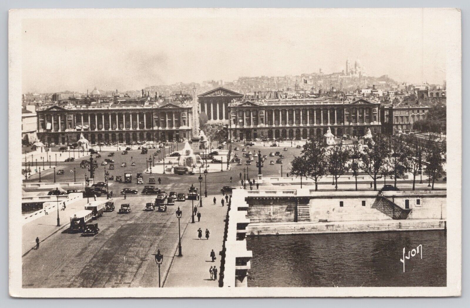 Paris France, Place de la Concorde Plaza, Vintage RPPC Real Photo Postcard
