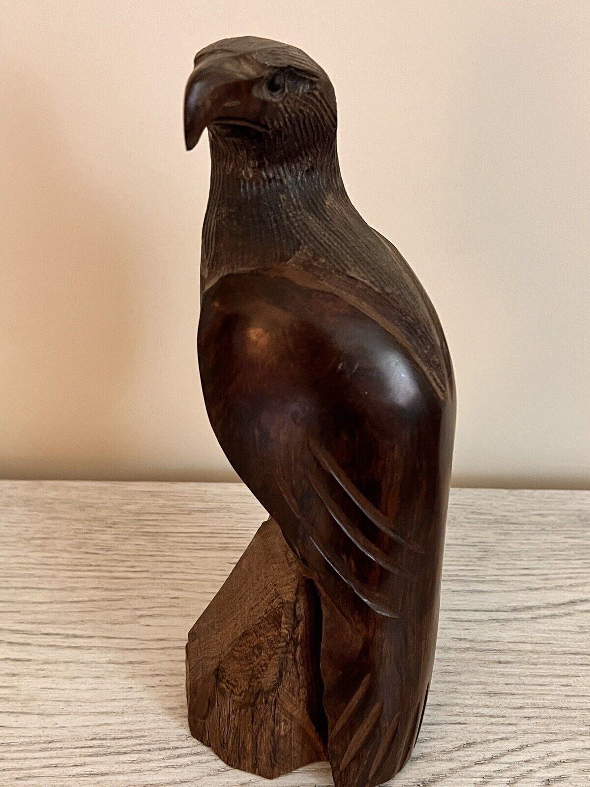 Vintage Ironwood Bird of Prey Art 11” Hand Carved Eagle Falcon Sculpture