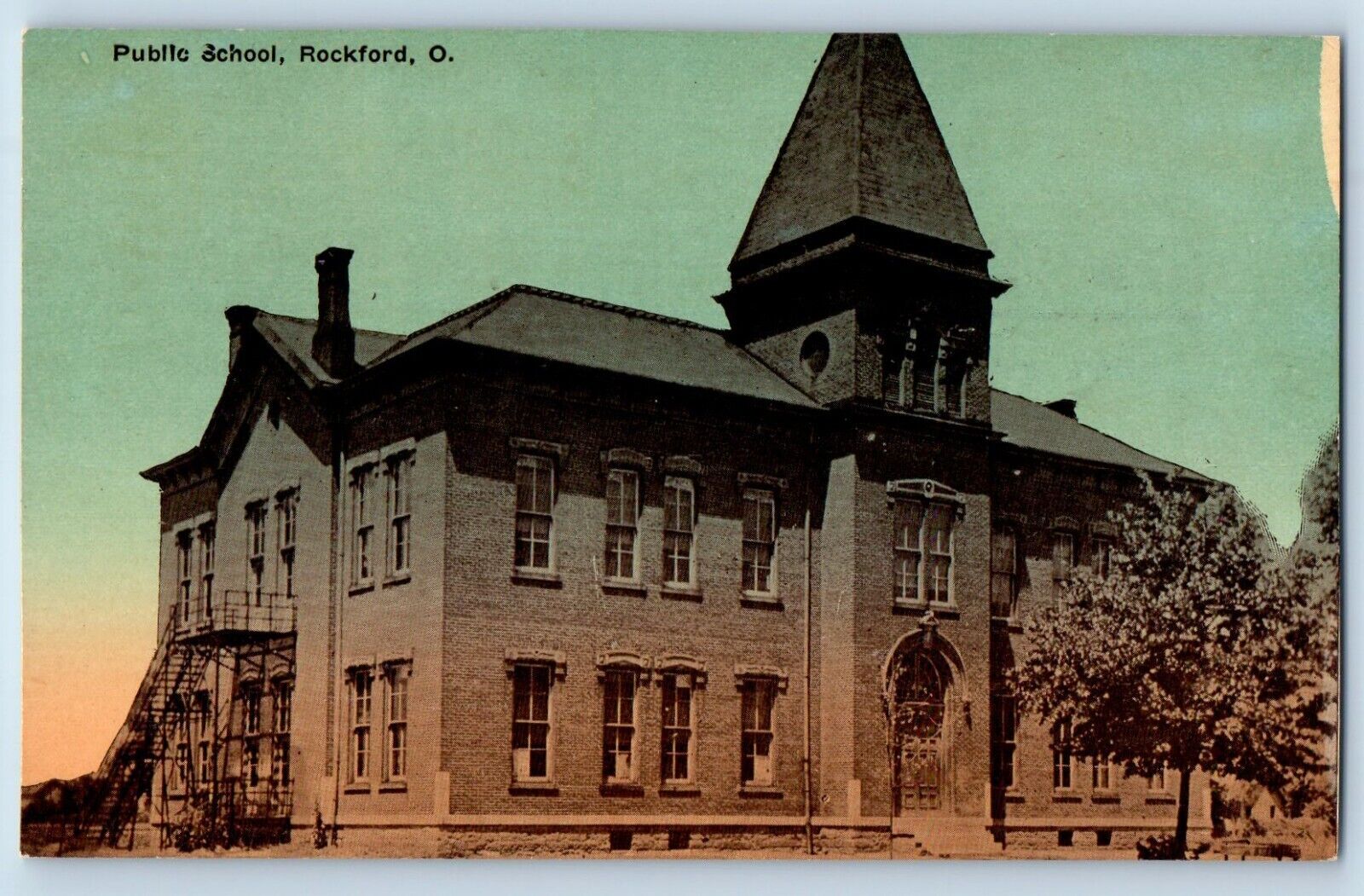 Rockford Ohio OH Postcard Public School Building Kraus MFG Co. New York City