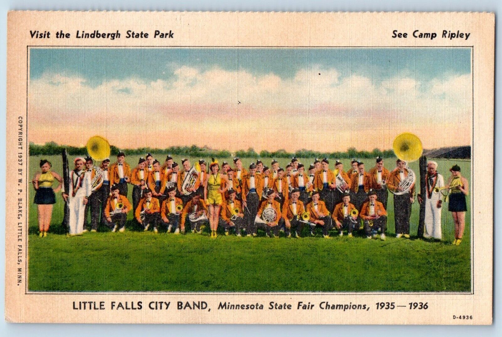 Little Falls Minnesota Postcard Little Falls City Band Minnesota State Fair 1935