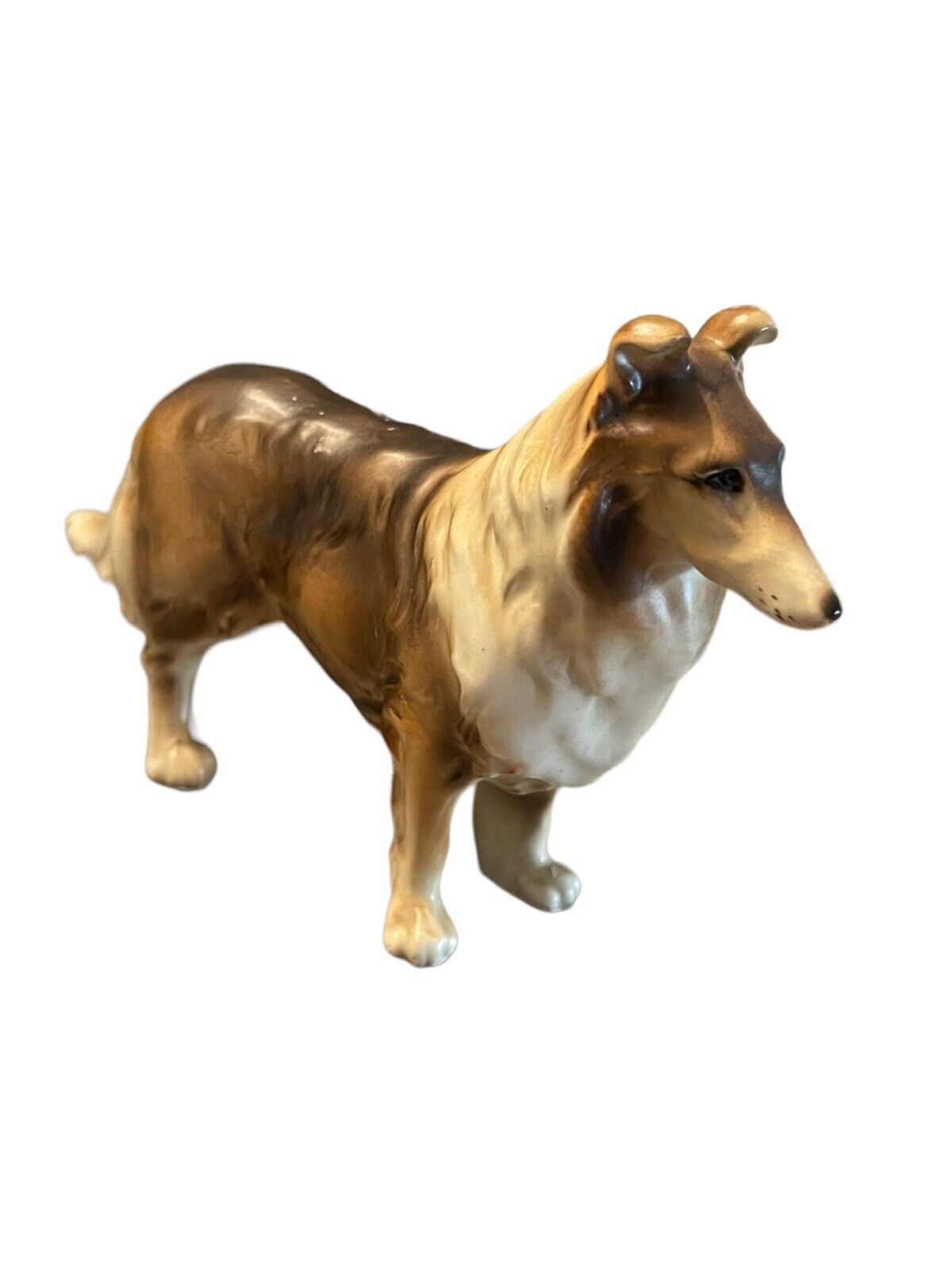 VTG Japan Ceramic Realistic Collie Dog Lassie Figurine Porcelain Statue MCM