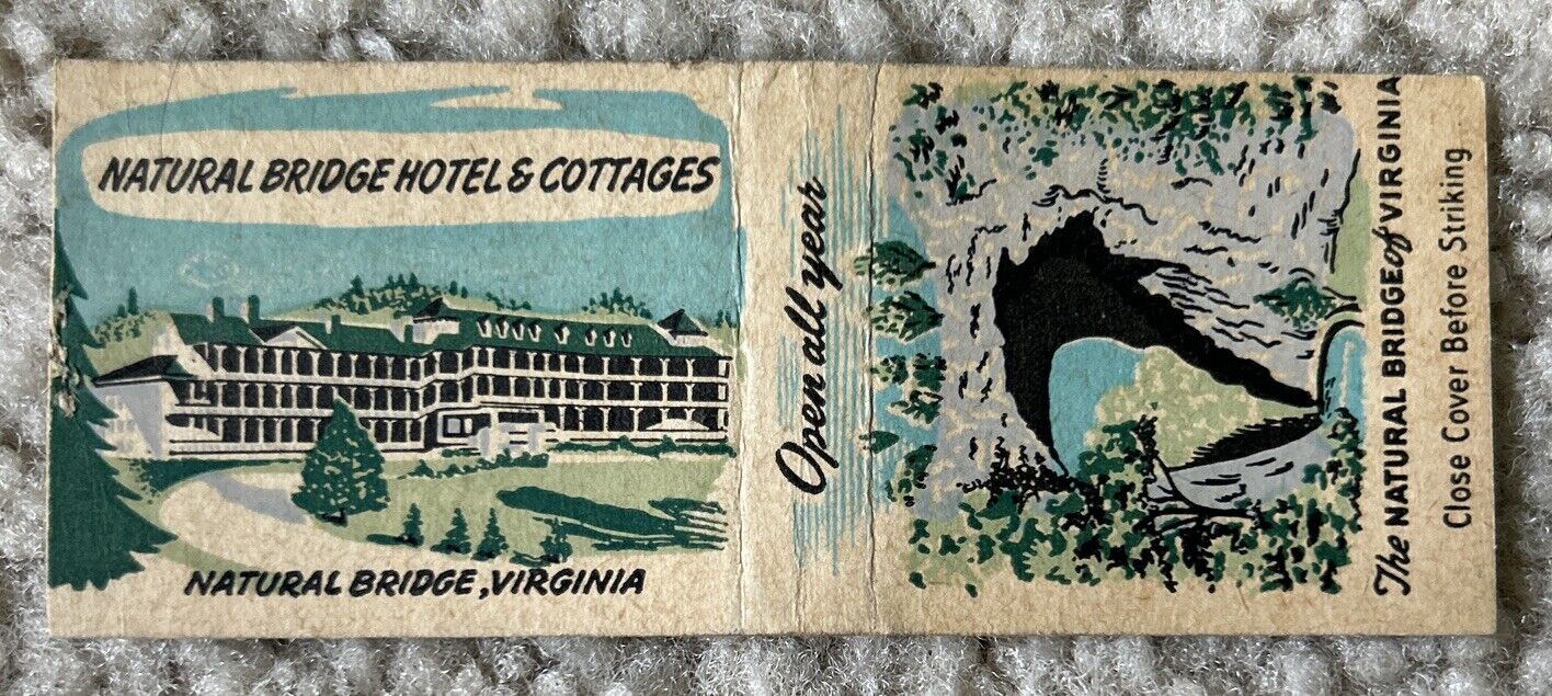 VTG Natural Bridge Hotel & Cottages Matchbook Cover, Natural Bridge, Virginia