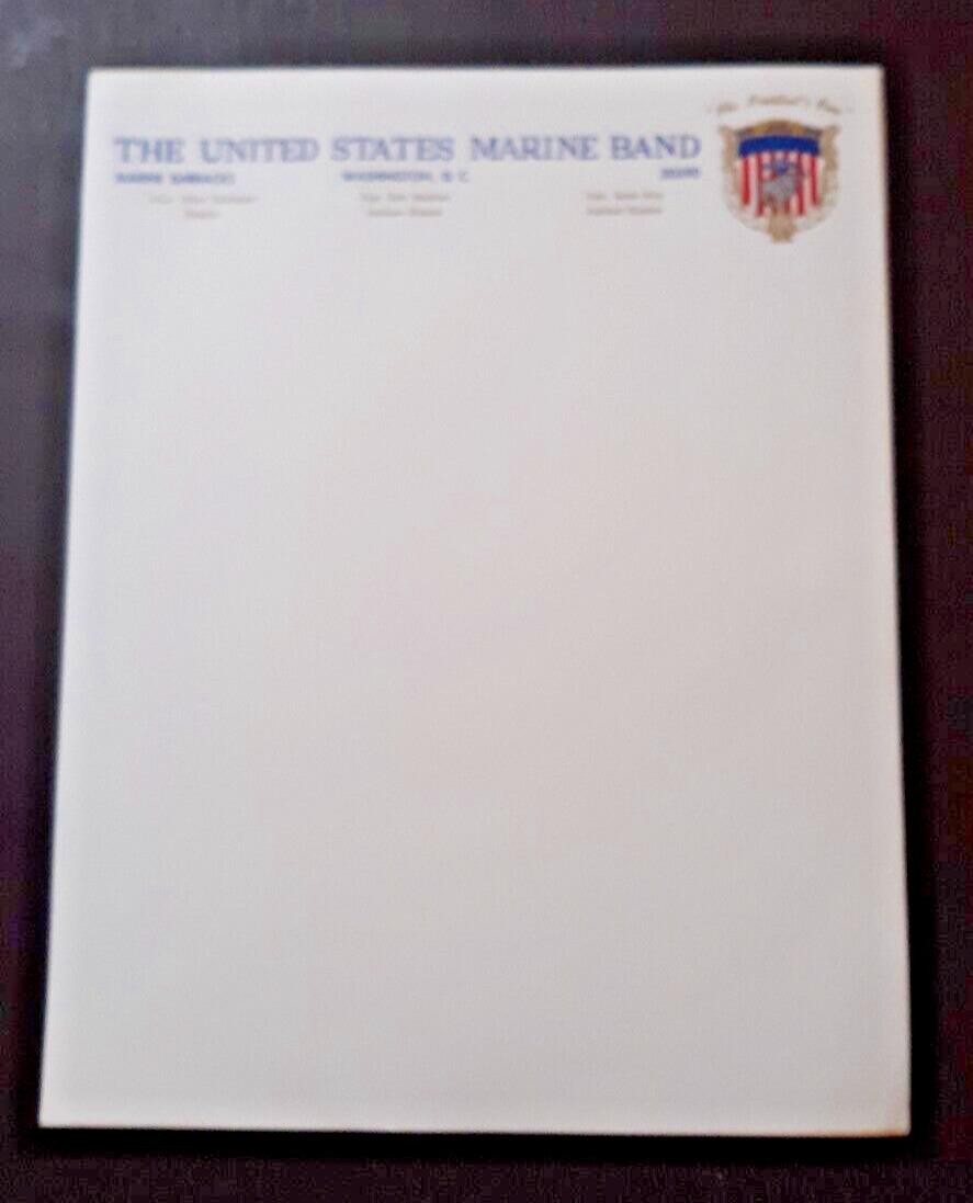 Original late 1960s U.S. Marine Band Stationery With Band Logo ~ 1 sheet