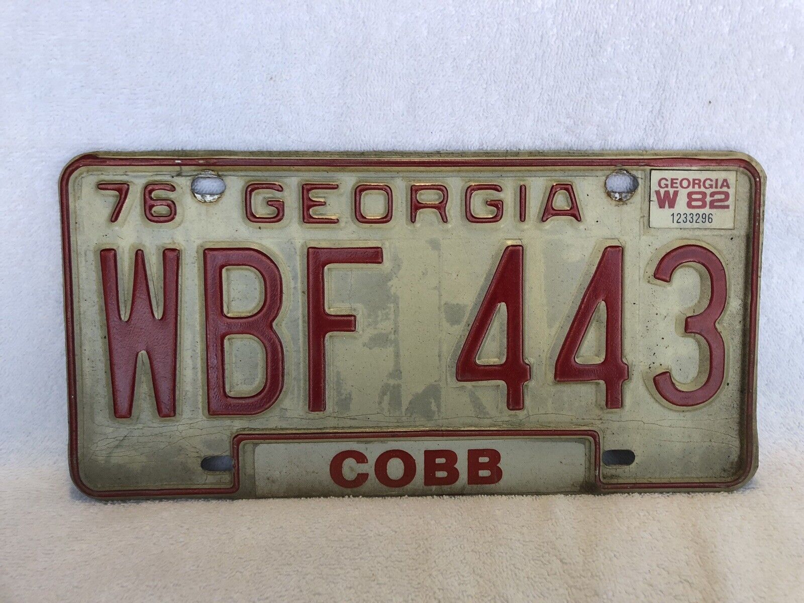 Vintage 1976 1982 Georgia License Plate Cobb County
