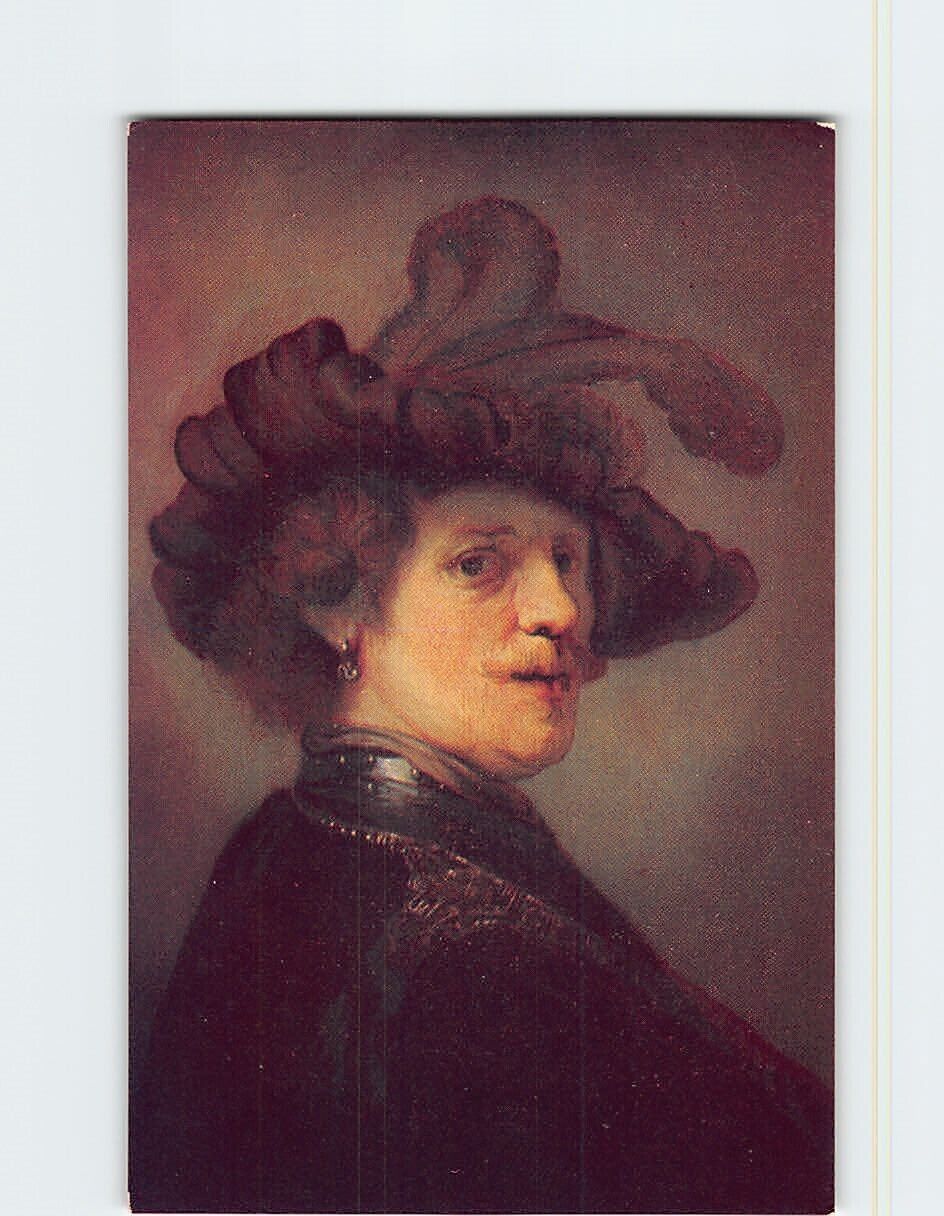 Postcard Self portrait as an Officer By Rembrandt, Rijksmuseum, Netherlands