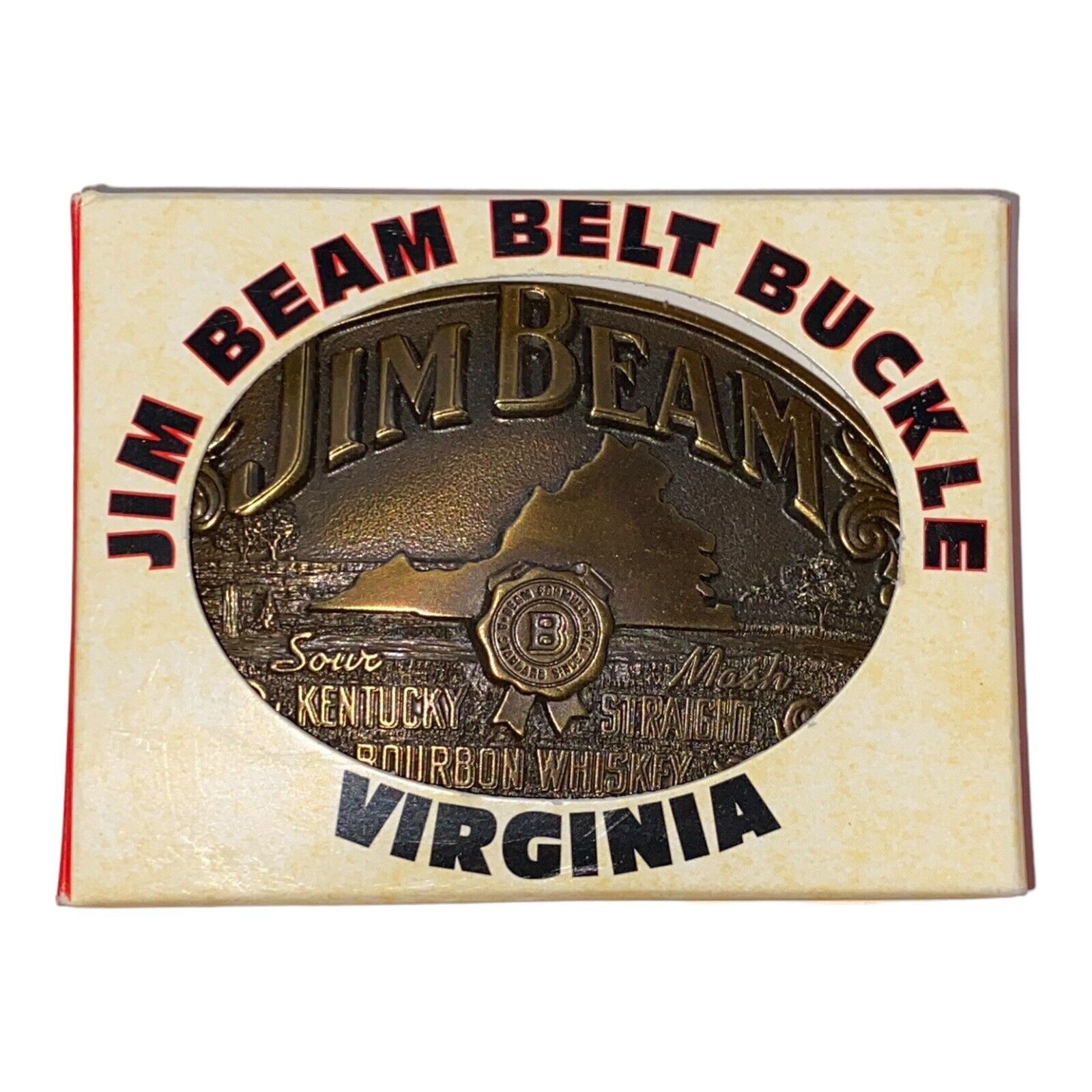 JIM BEAM 1996 Collectors Series Virginia Limited Edition Belt Buckle w/ box USA