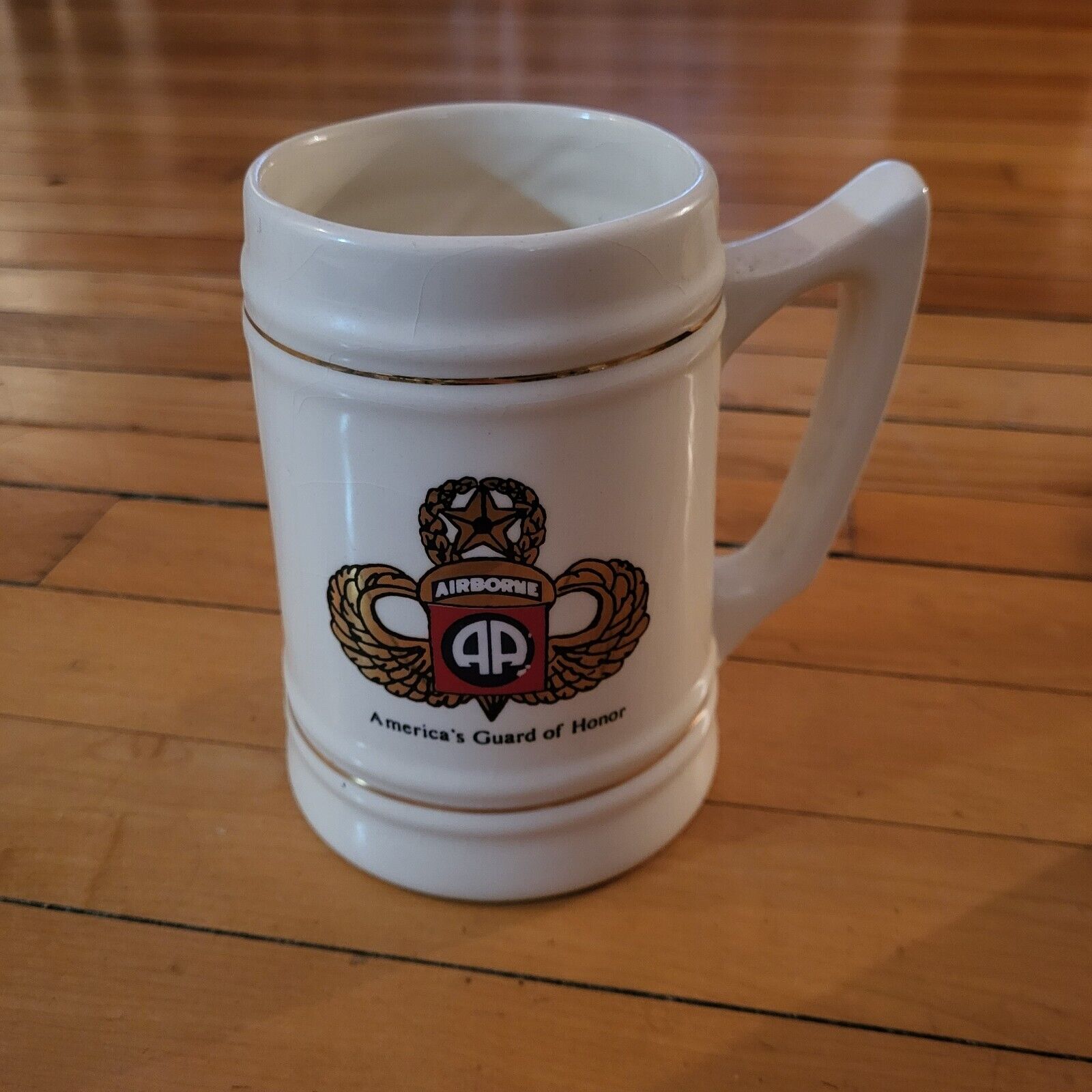 Vintage Beer Stein, 82nd Airborne White Mug \