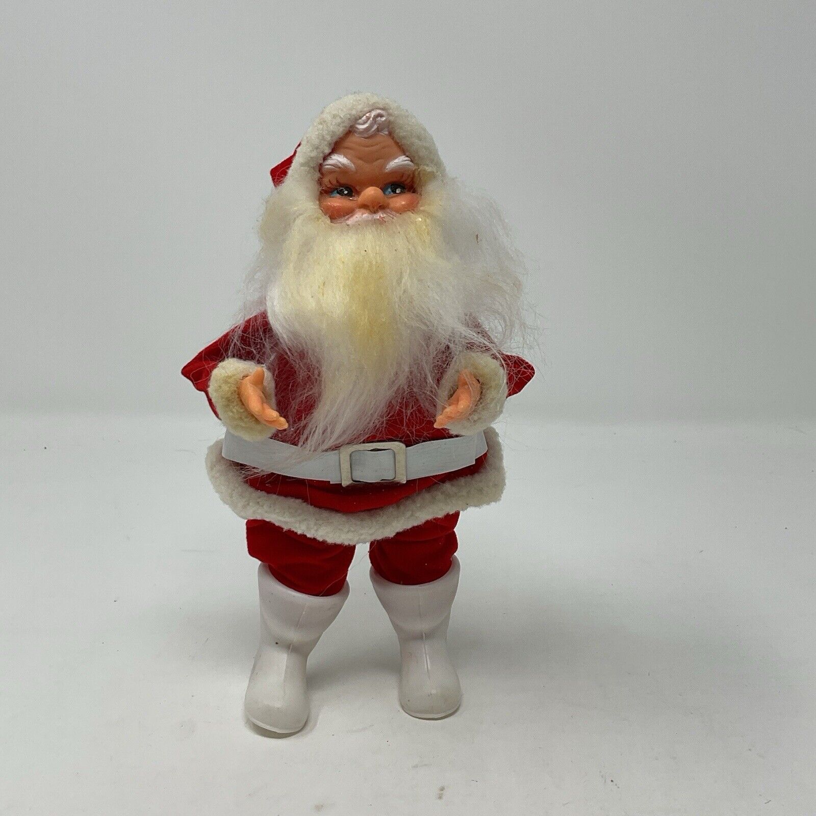 VTG Santa Claus Rubber Face Red Suit White Boots Made In Japan 7 Inches READ