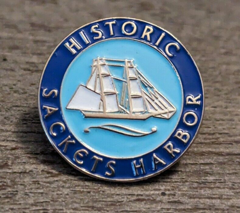 Historic Sackets Harbor, New York Village Sailboat Design Souvenir Lapel Pin