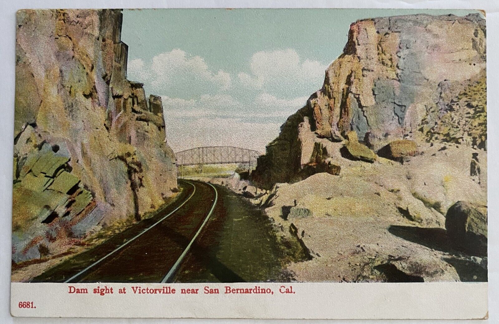 Dam Site Victorville Near San Bernardino California Bridge Railroad Old Postcard