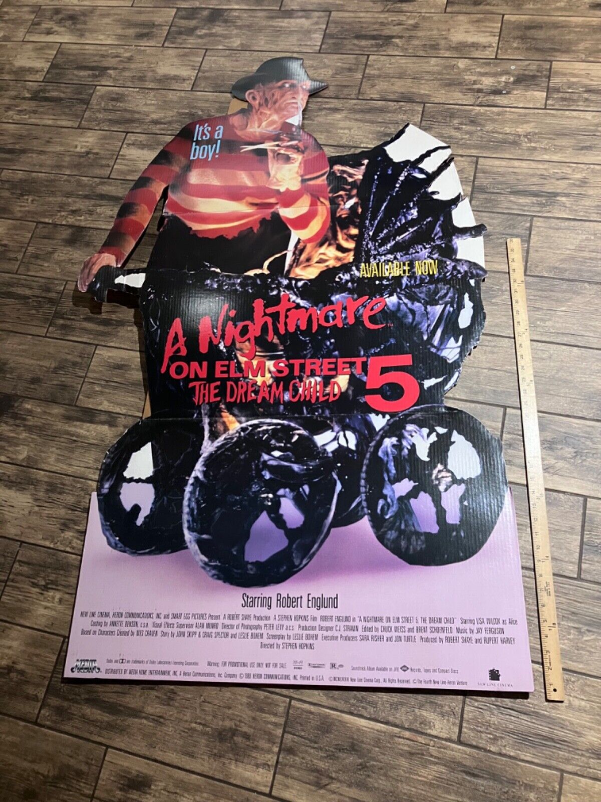 RARE “NIGHTMARE ON ELM STREET 5” VTG Movie Store Large Display, Standee & Poster