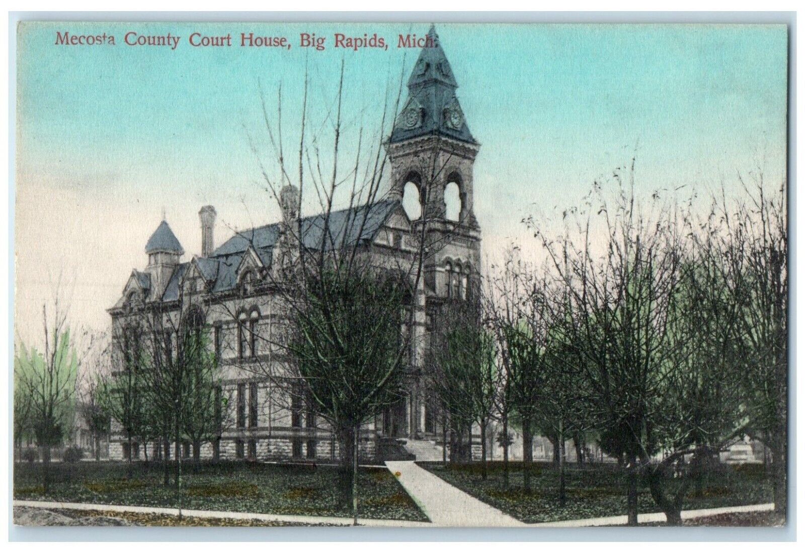 c1910 Mecosta County Court House Exterior Building Big Rapids Michigan Postcard