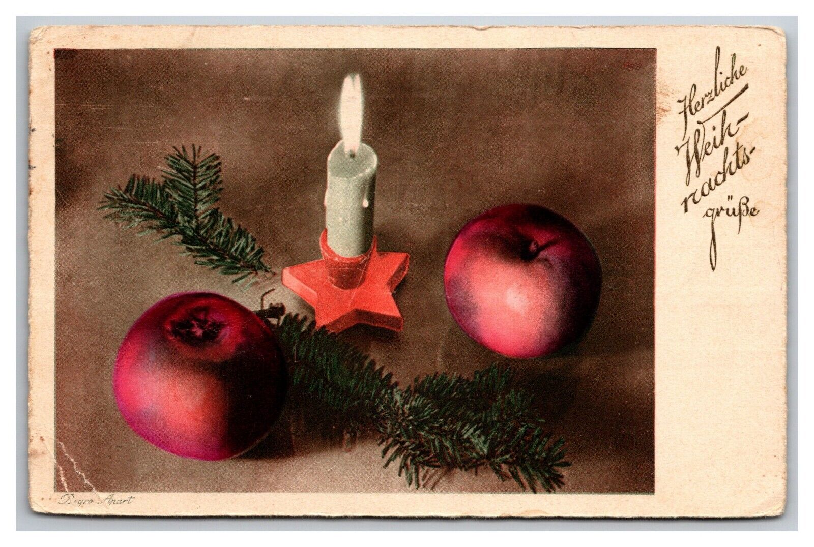 Vintage German Warm Christmas Greetings Postcard Herzliche Weihnachts Grupe