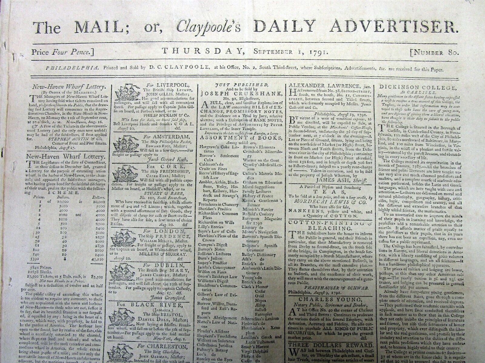 1791 newspaper $100 REWARD for CAPTURE of RUNAWAY SLAVE MURDERER Dorchester MD