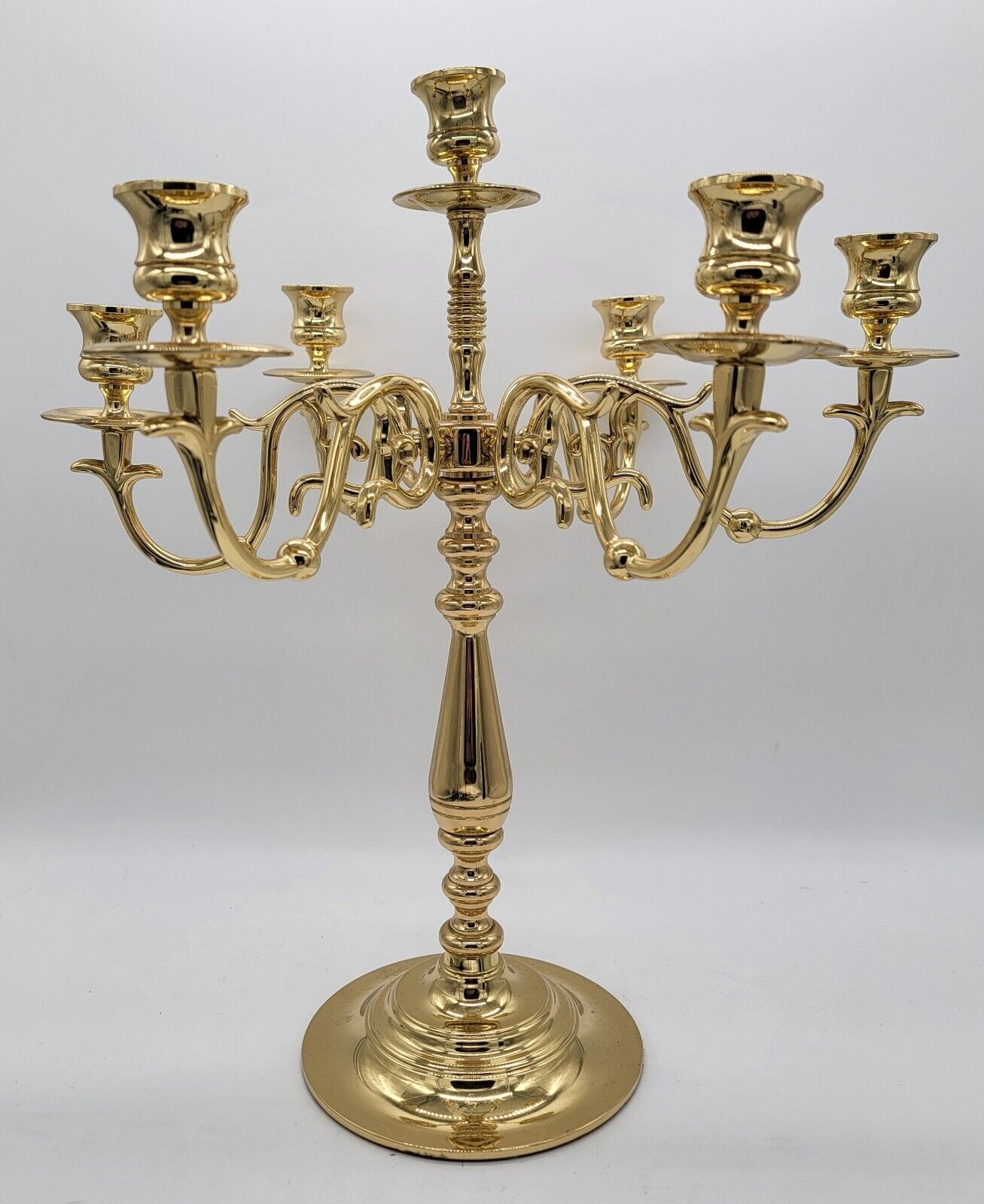 Vintage Forged Baldwin American Solid Brass 7 Candle 6-arm Candelabra USA 16\
